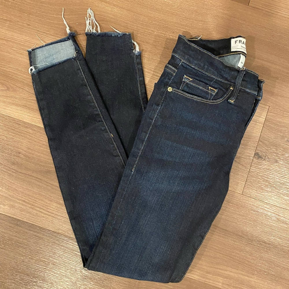 FRAME Le Skinny Raw Step Hem Ankle Skinny Jeans In Edgerton Sz. 24
